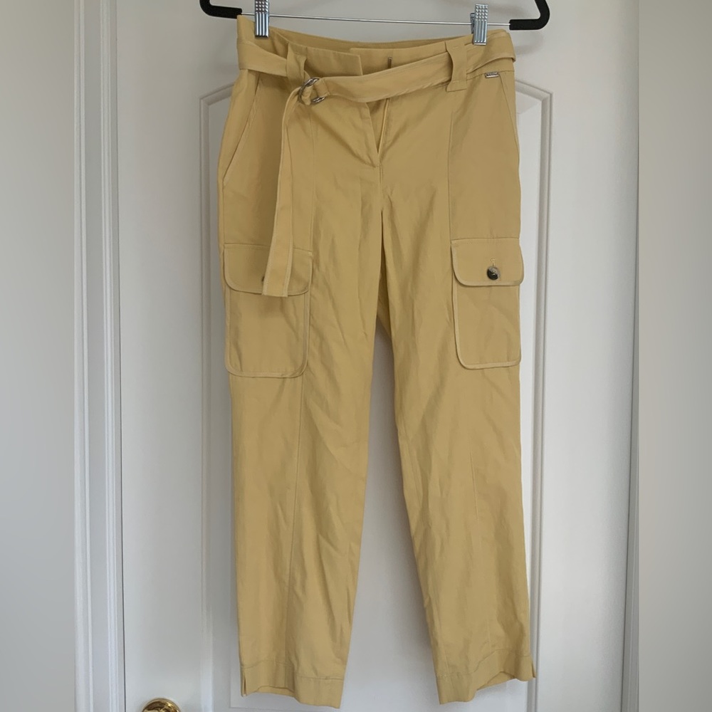 ST. JOHN Yellow Capri Ankle Cargo Pants